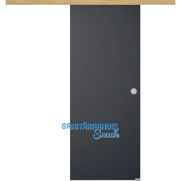 Glasschiebet�r Set BlackDark, 820x2100mm Inlay CPL Eiche Muschelgriff silber