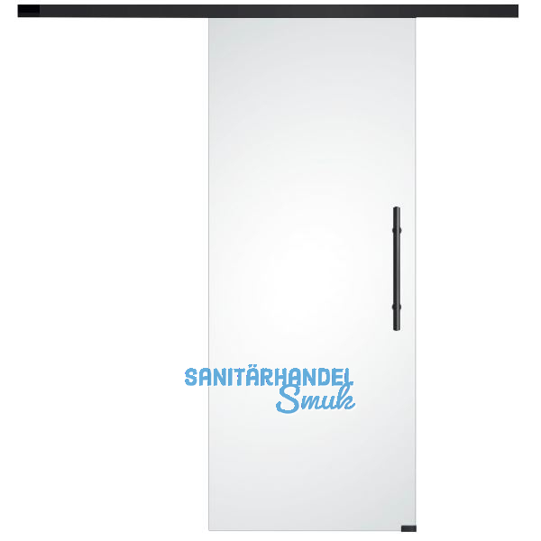 SOLIDO Glasschiebet�r Set Satiniert, Beschl�ge/Sto�griff schwarz, 920x2100