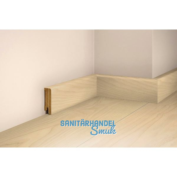 TILO Sockelleiste Esche wei�, massiv, versiegelt, geb�rstet 17/50