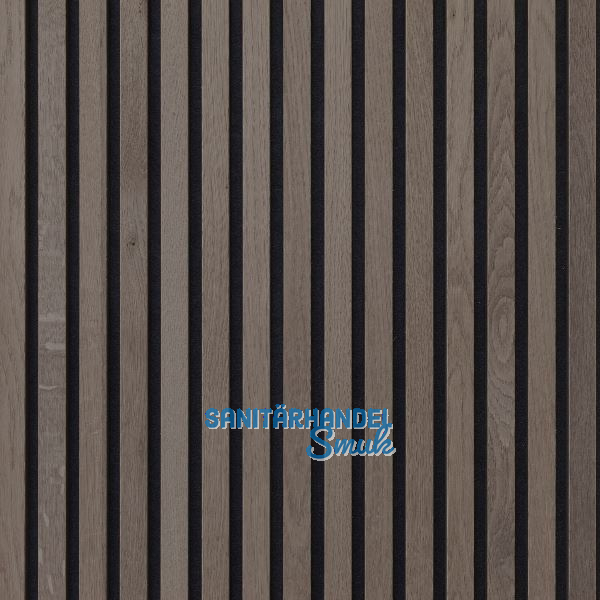 Akustikpaneel mit Softkante Eiche grau roh / schwarz