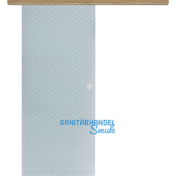 Glasschiebet�r Set Diamant wei�, Inlay Risseiche, Muschelgriff silber, 820