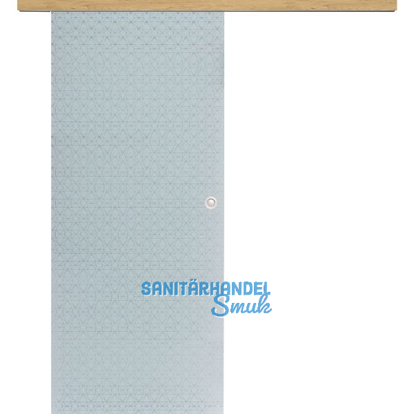 Glasschiebet�r Set Diamant wei�, Inlay Eiche, Muschelgriff silber, 820