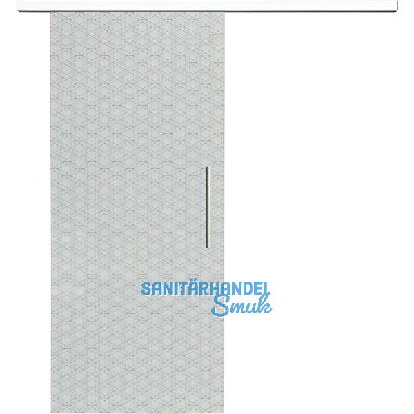 Glasschiebet�r Set Brillant klar, Inlay wei�, Sto�griff silber, 920