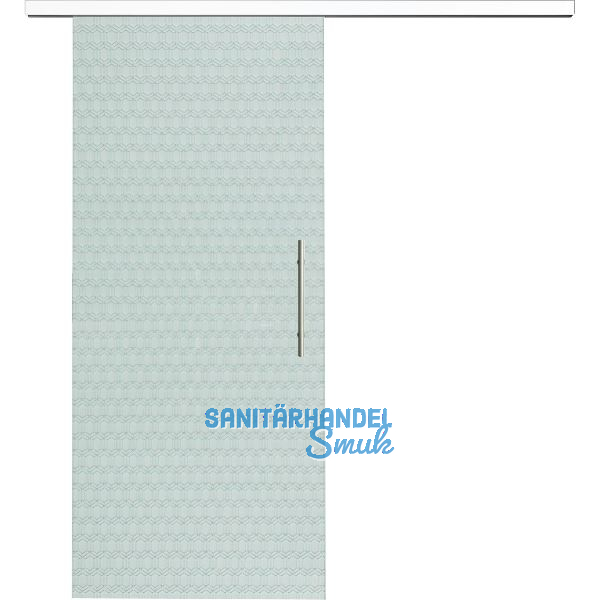 Glasschiebet�r Set Smaragd klar, Inlay wei�, Sto�griff silber, 820 mm