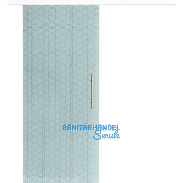 Glasschiebet�r Set Brillant wei�, Inlay wei�, Sto�griff silber, 920 mm