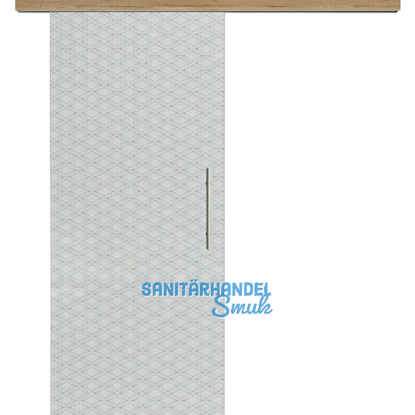 Glasschiebet�r Set Brillant klar, Inlay Risseiche, Sto�griff silber, 820 mm