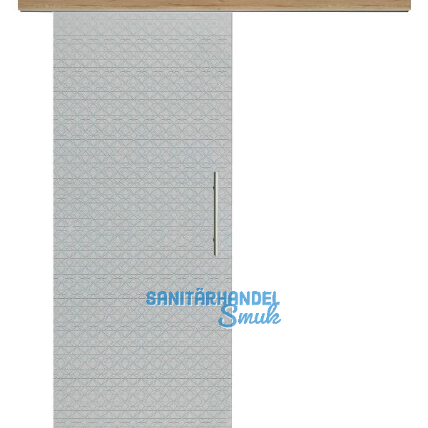 Glasschiebet�r Set Diamant klar, Inlay Risseiche, Sto�griff silber, 920 mm