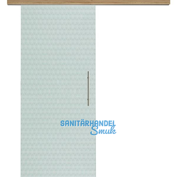 Glasschiebet�r Set Smaragd klar, Inlay Risseiche, Sto�griff silber, 920 mm