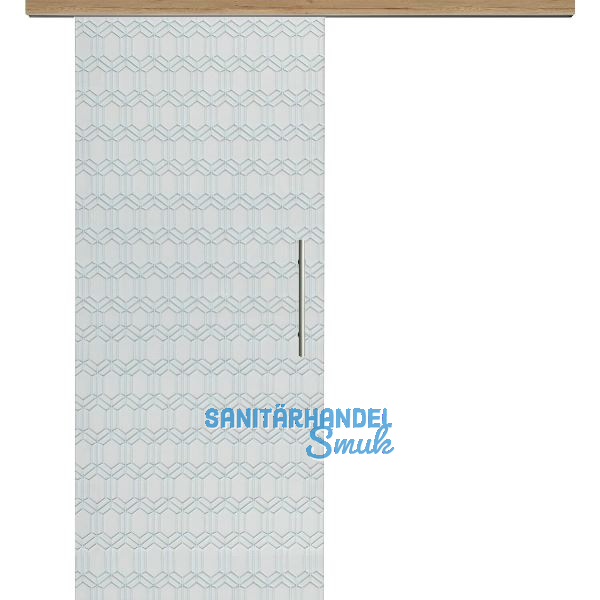 Glasschiebet�r Set Grande Smaragd klar, Inlay Risseiche, Sto�griff silber, 820