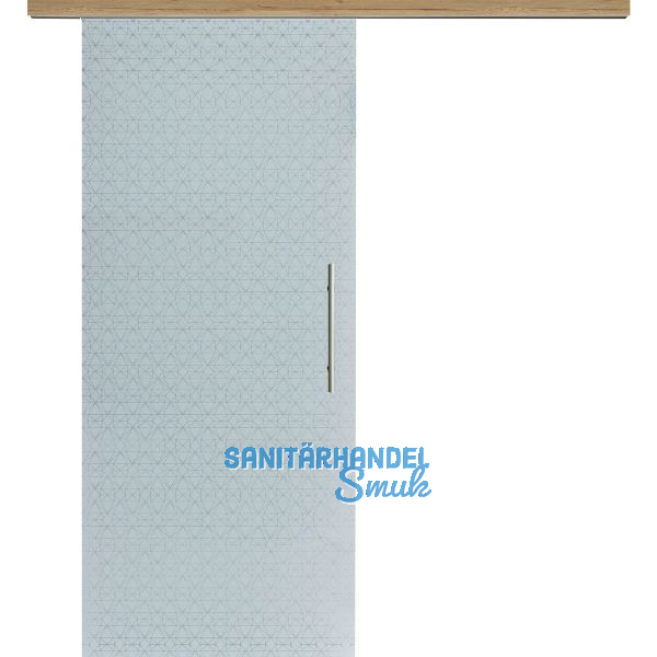 Glasschiebet�r Set Diamant wei�, Inlay Risseiche, Sto�griff silber, 920 mm