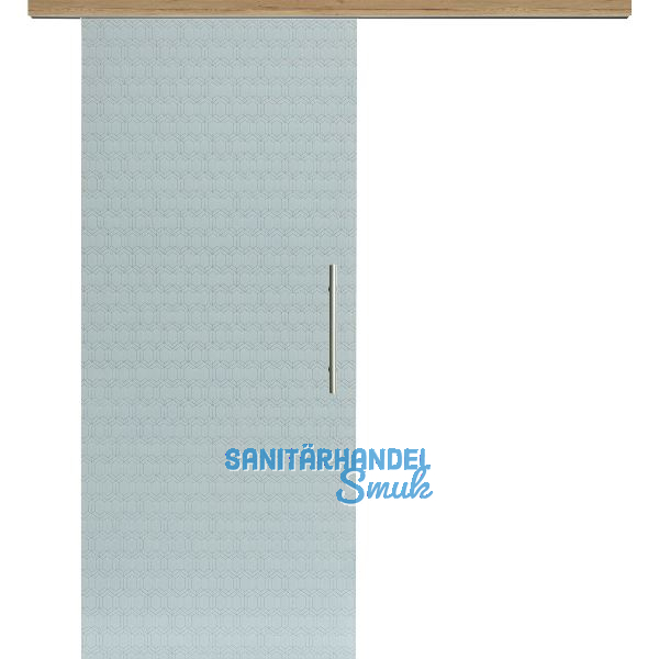 Glasschiebet�r Set Smaragd wei�, Inlay Risseiche, Sto�griff silber, 820 mm