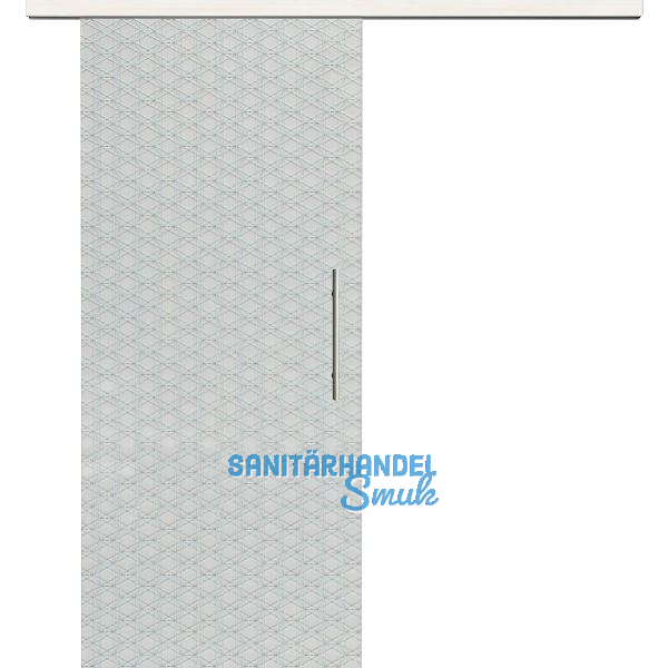 Glasschiebet�r Set Brillant klar, Inlay Bianco, Sto�griff silber, 820 mm