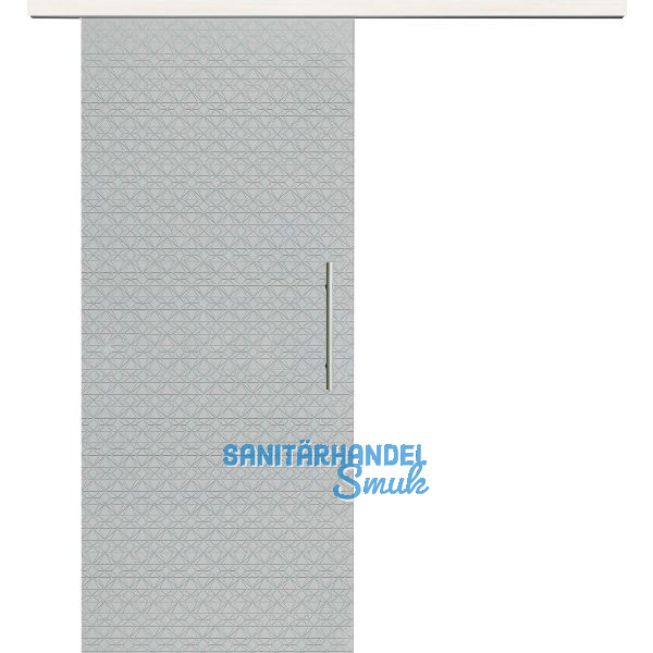 Glasschiebet�r Set Diamant klar, Inlay Bianco, Sto�griff silber, 920 mm