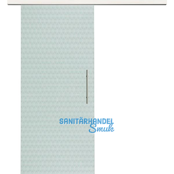 Glasschiebet�r Set Smaragd klar, Inlay Bianco, Sto�griff silber, 820 mm