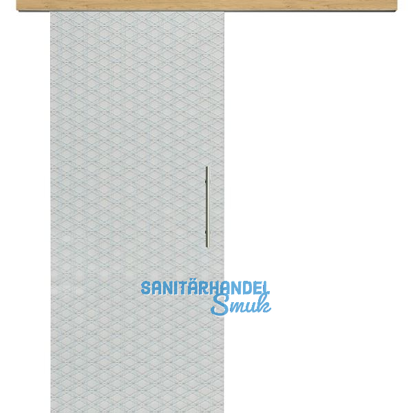 Glasschiebet�r Set Brillant klar, Inlay Eiche, Sto�griff silber, 920 mm