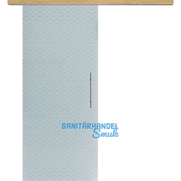 Glasschiebet�r Set Diamant wei�, Inlay Eiche, Sto�griff silber, 920 mm