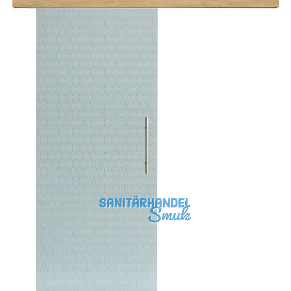 Glasschiebet�r Set Smaragd wei�, Inlay Eiche, Sto�griff silber, 820 mm