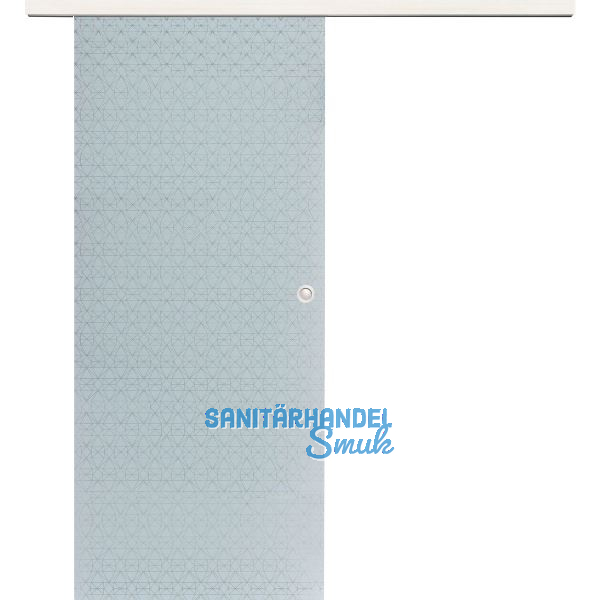 Glasschiebet�r Set Diamant wei�, Inlay Bianco, Muschelgriff silber, 720 mm