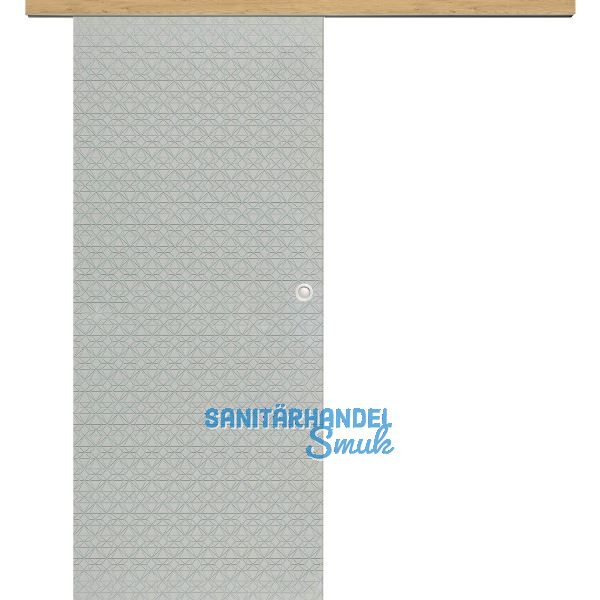 Glasschiebet�r Set Diamant klar, Inlay Eiche, Muschelgriff silber, 720 mm