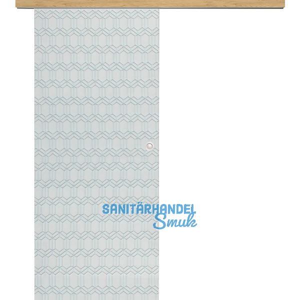 Glasschiebet�r Set Grande Smaragd klar, Inlay Eiche, Muschelgriff silber, 720