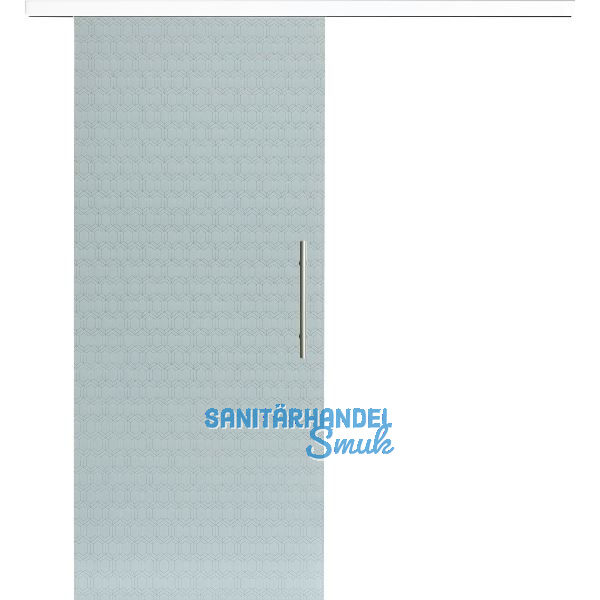 Glasschiebet�r Set Smaragd wei�, Inlay wei�, Sto�griff silber, 720 mm