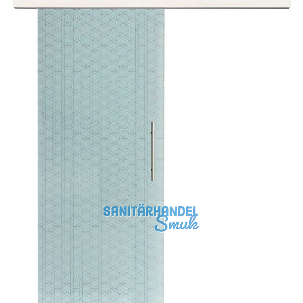 Glasschiebet�r Set Brillant wei�, Inlay Bianco, Sto�griff silber, 720 mm