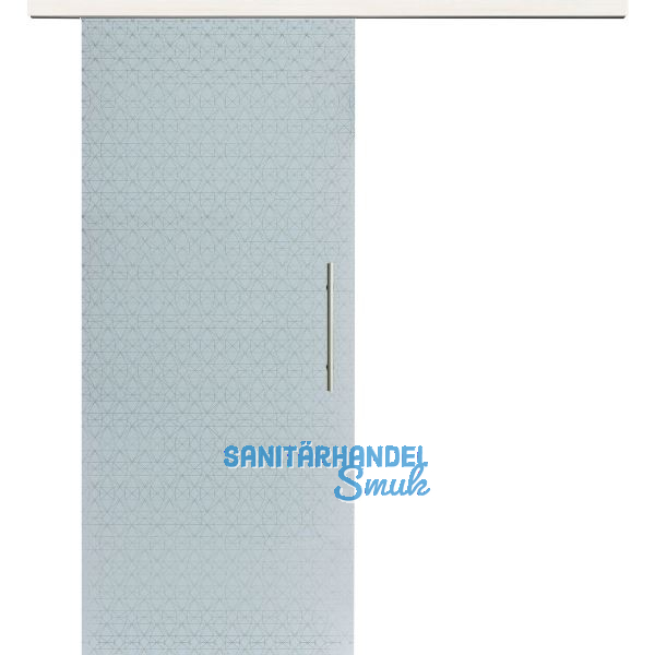 Glasschiebet�r Set Diamant wei�, Inlay Bianco, Sto�griff silber, 720 mm