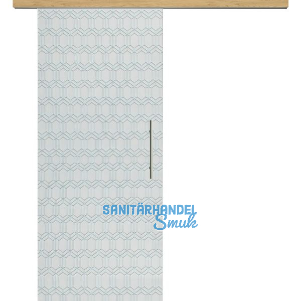 Glasschiebet�r Set Grande Smaragd klar, Inlay Eiche, Sto�griff silber, 720