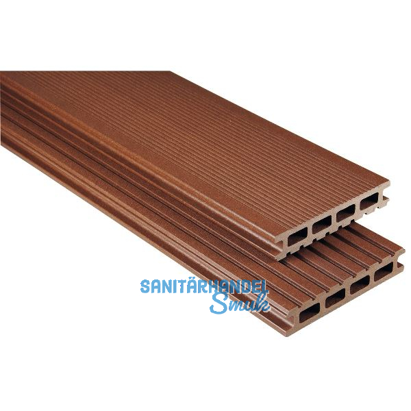 KOVALEX WPC Terrassendiele Hohlkammerprofil braun mattiert, 26x145x4000mm