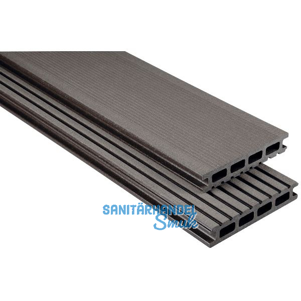 KOVALEX WPC Terrassendiele Hohlkammerprofil graubraun geb�rstet, 26x145x4000mm