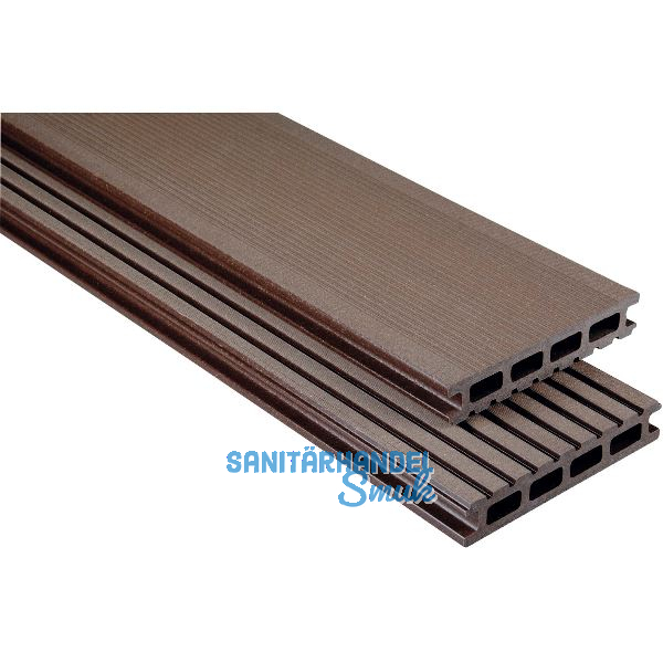 KOVALEX WPC Terrassendiele Hohlkammerprofil schokobraun geb�rstet, 26x145x5000mm
