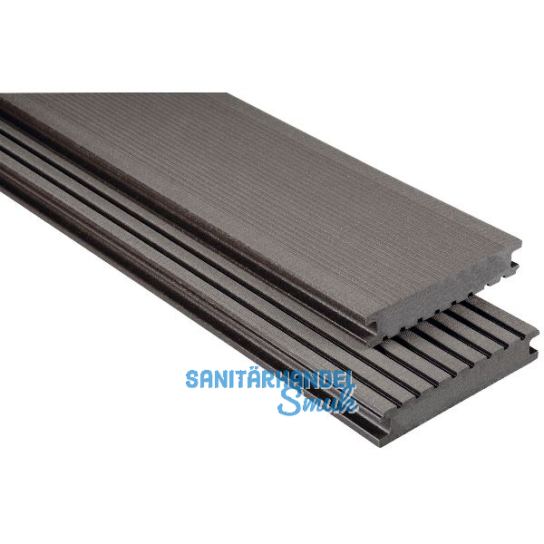 KOVALEX WPC Terrassendiele Vollprofil graubraun geb�rstet, 26x145x6000mm