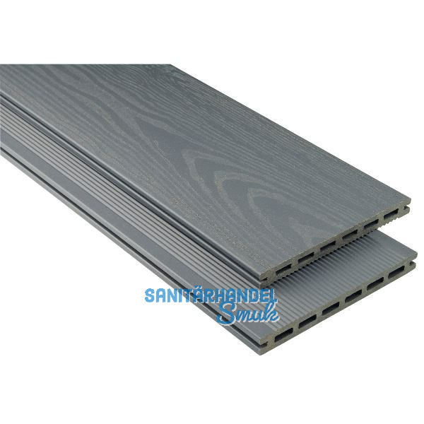 KOVALEX WPC Terrassendiele Hohlkammerprofil steingrau mattiert, 20x190x6000mm