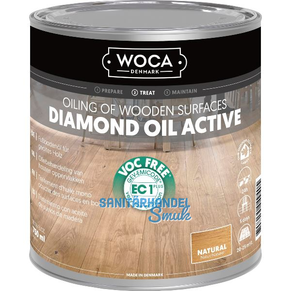 WOCA Diamant Aktiv �l, natur 0,75 Liter