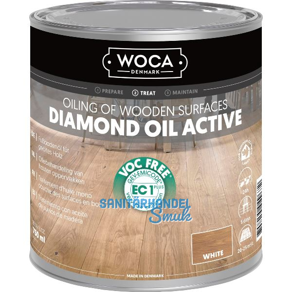 WOCA Diamant Aktiv �l, wei� 0,75 Liter