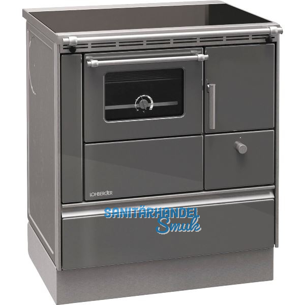 LOHBERGER Festbrennstoffherd Rega 75 Anthrazit-metallic
