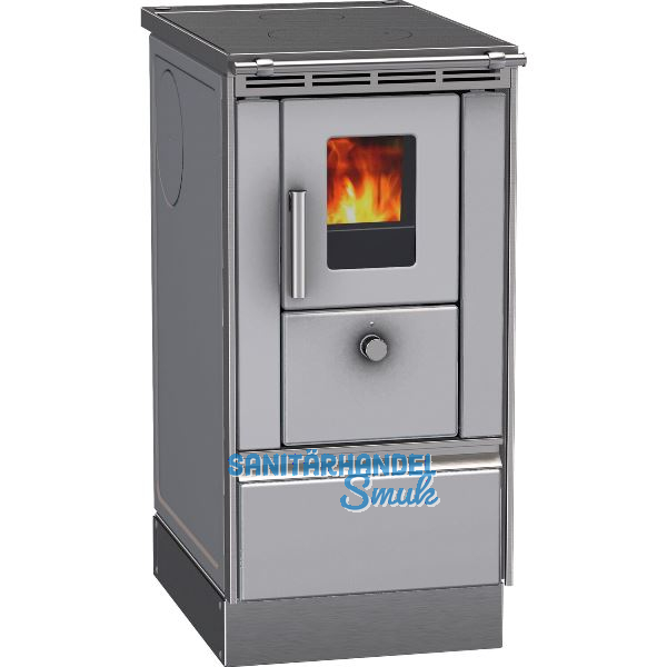 LOHBERGER Festbrennstoffherd Rega 40, Edelstahl-schwarz