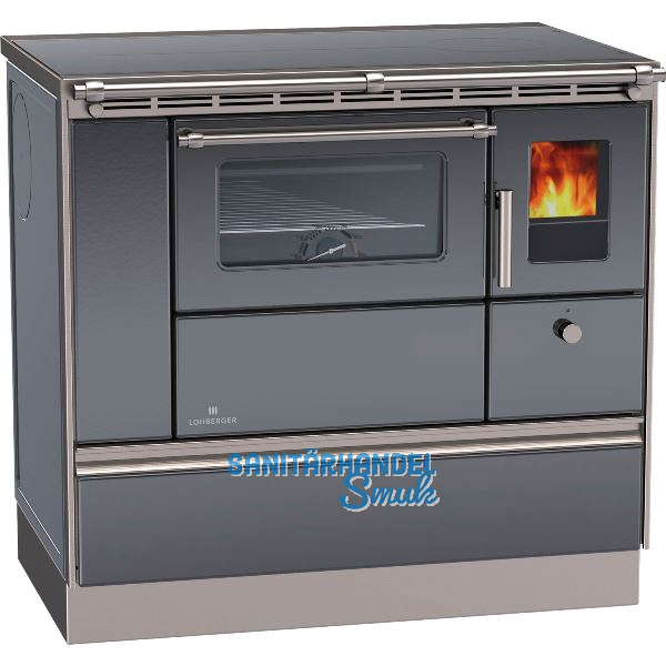 LOHBERGER Festbrennstoffherd Rega 90, Anthrazit-metallic