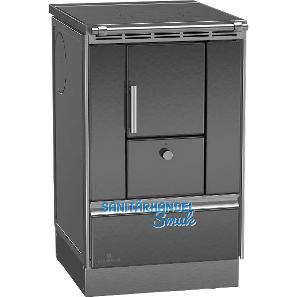 LOHBERGER Festbrennstoffherd Rega 50, Schwarzgrau matt