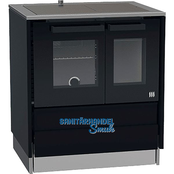 LOHBERGER Festbrennstoffherd Style 75, Schwarz