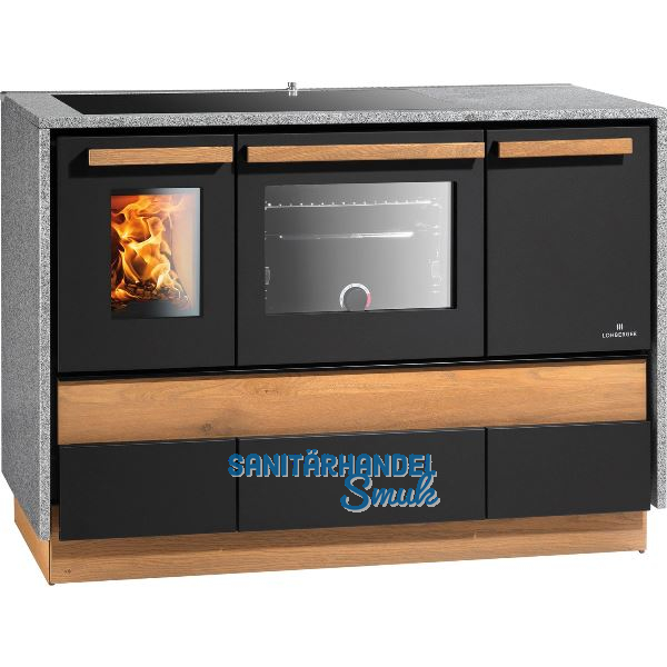 LOHBERGER Festbrennstoffherd Alpin 120 Stand, Schwarz matt