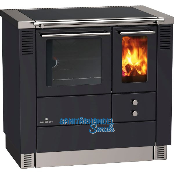 LOHBERGER Festbrennstoffherd LC 75 B Edition schwarz, inkl. Stahlplatte