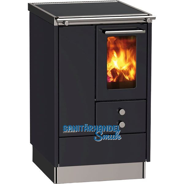 LOHBERGER Festbrennstoffherd LM 50 Edition inkl. Stahlkochfeld, Schwarz