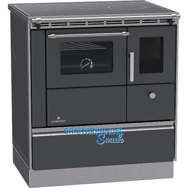 LOHBERGER Festbrennstoffherd Rega 75 Schwarzgrau matt