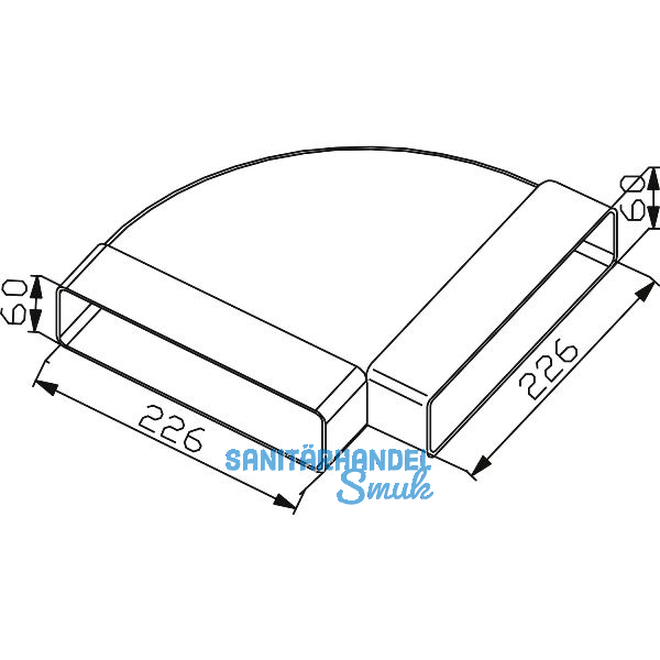 FABER Flachkanal Bogen 90� horizontal 226 x 60 mm