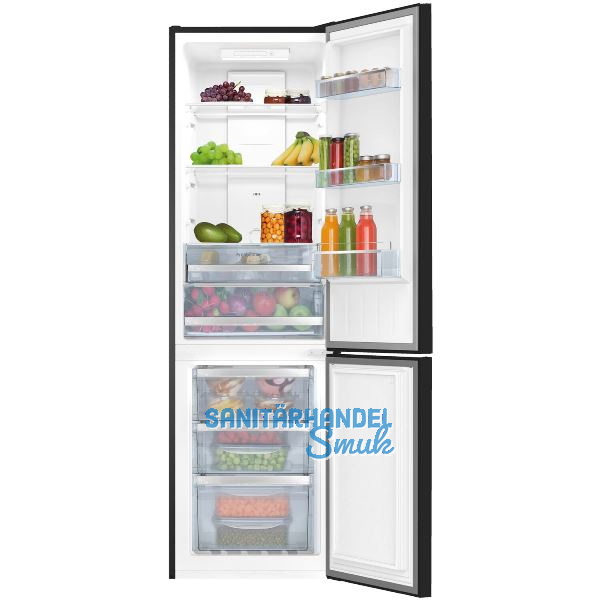 AMICA Stand-K�hl-Gefrierkombination KGC 15495 S Edelstahl-Effekt schwarz