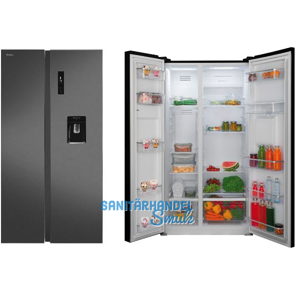 AMICA Side by Side SBSN 397 155 S Edelstahl-Effekt schwarz