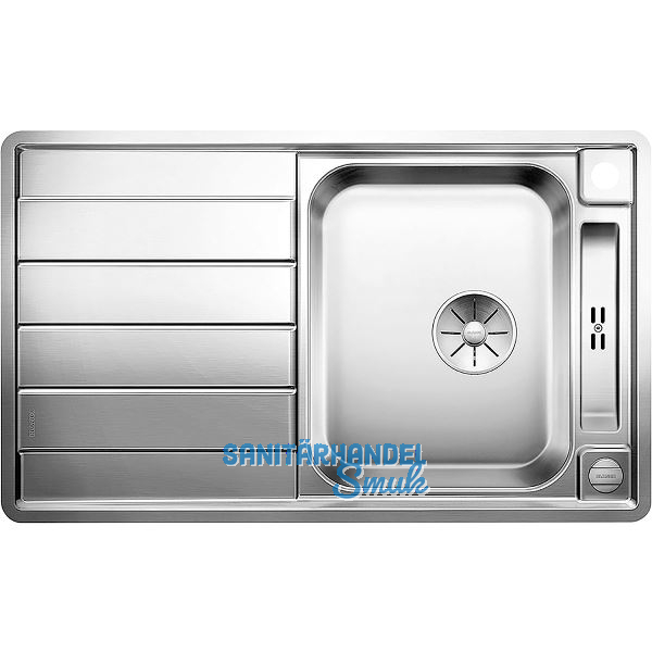 BLANCO 2D-Sp�le Axis III 45 S-IF Edelstahl mit Drehknopfgarnitur reversibel