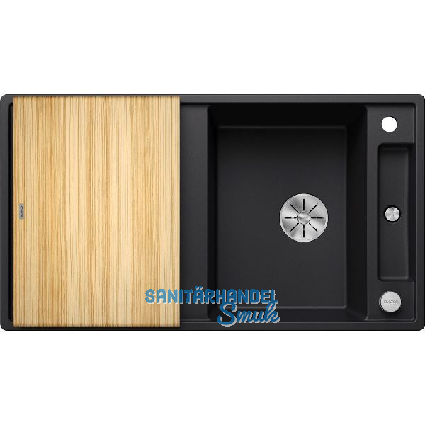 BLANCO Einbausp�le Axia III 5 S mit Esche Schneidbrett Schwarz, reversibel