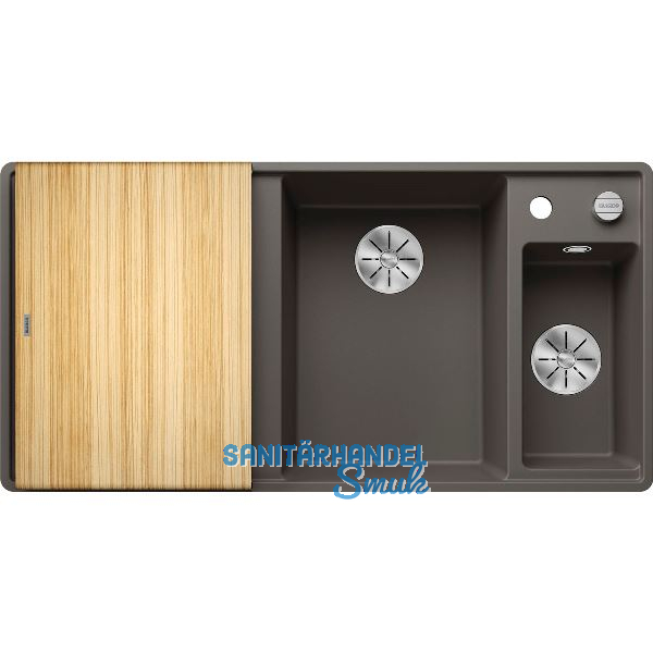 BLANCO fl�chenbdg. Sp�le Axia III 6 S-F Vulkangrau, inkl. Eschebrett, TT links